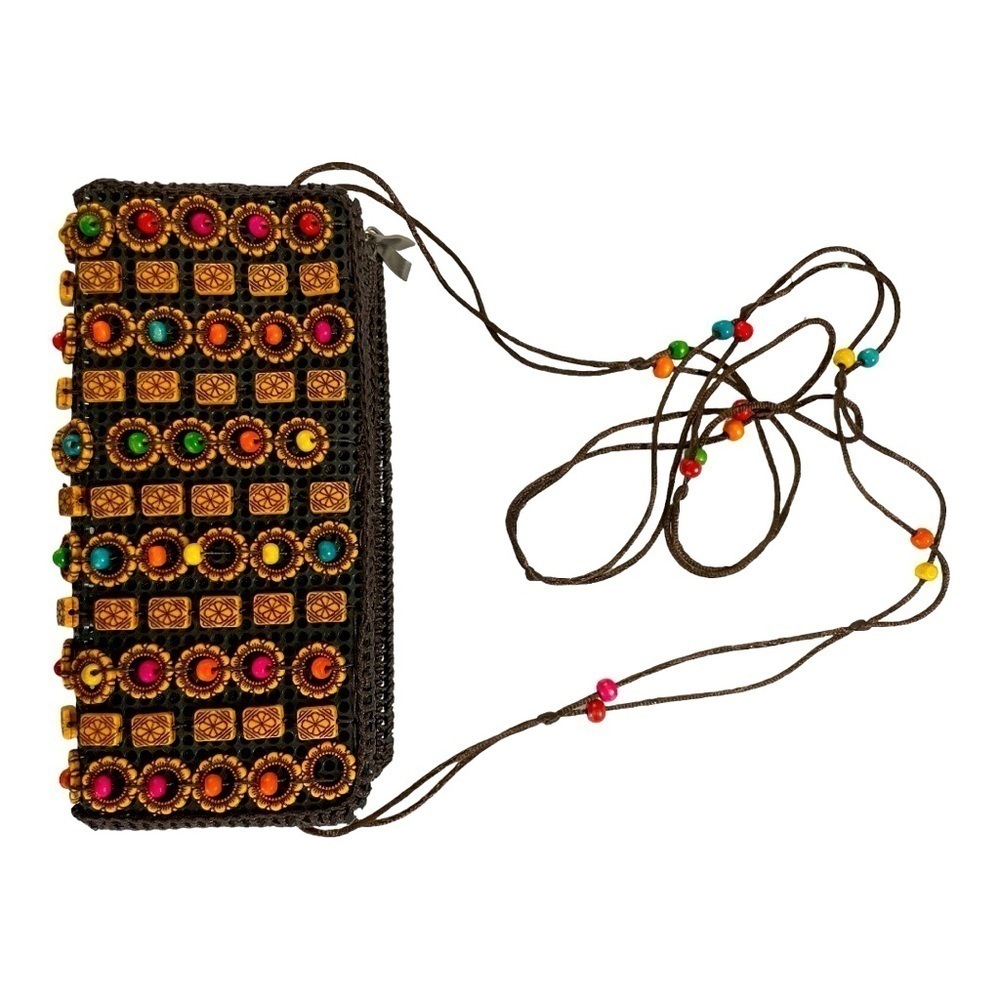 Beats mini sling crossbody bag in beautiful brown color with coconut shell - Picture 6 of 7